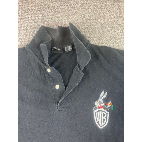 Vintage 90s Warner Bros Studio Store Polo Men L Black Bugs Bunny Embroidery - Picture 2 of 10